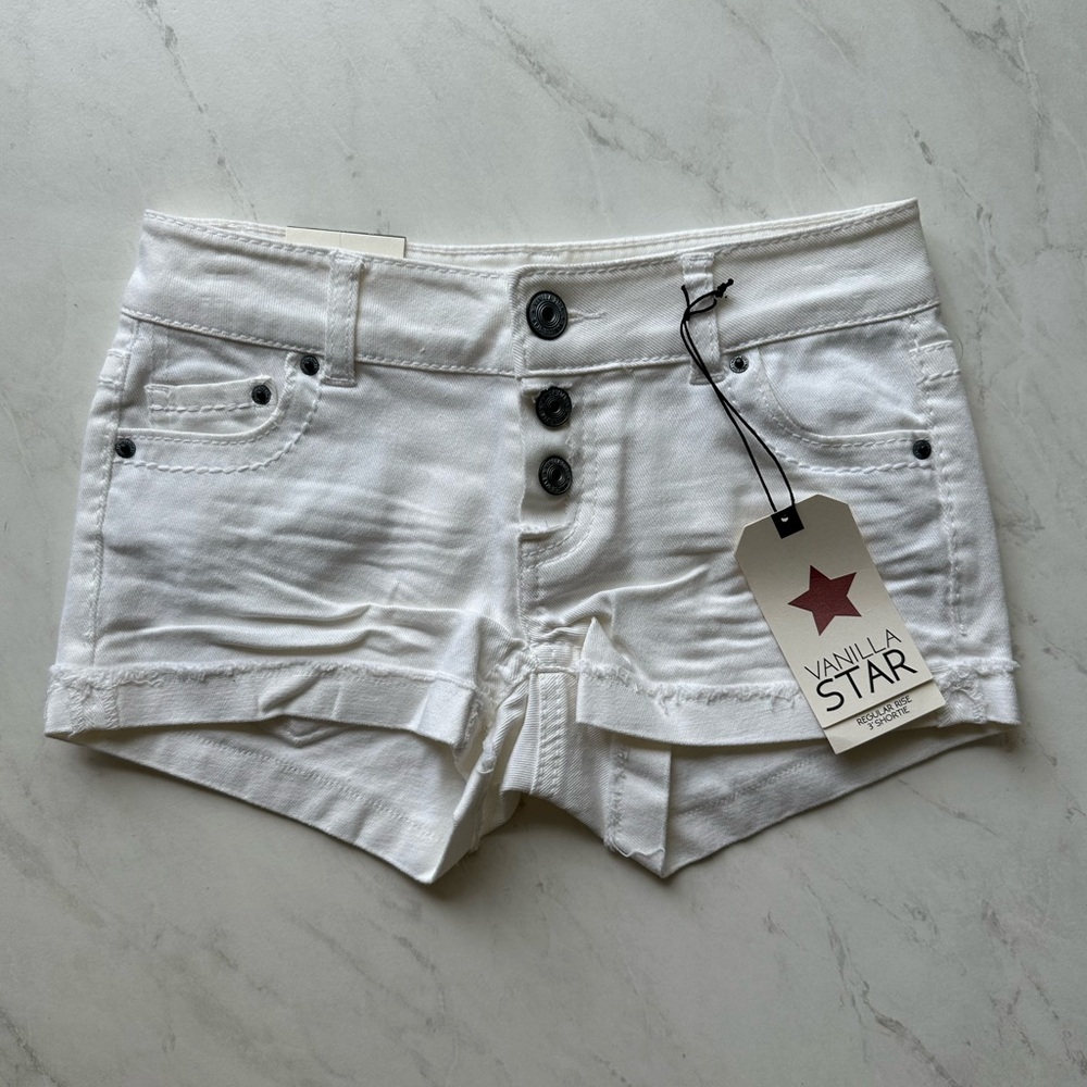 Vanilla Star Regular Rise White Jean Shorts